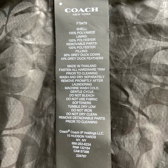 Coach Silver Grey Polyamide Duck Down Packable Hooded Puffer Jacket size S - Picture 12 of 14